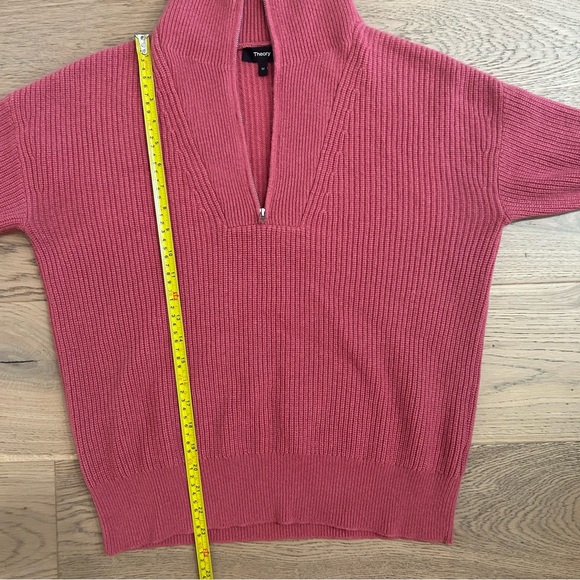 Theory Pink Cashmere Rib Half Zip Sweater - Picture 10 of 10